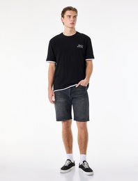 Pamuklu Cepli Bermuda Straight Fit Jean Şort