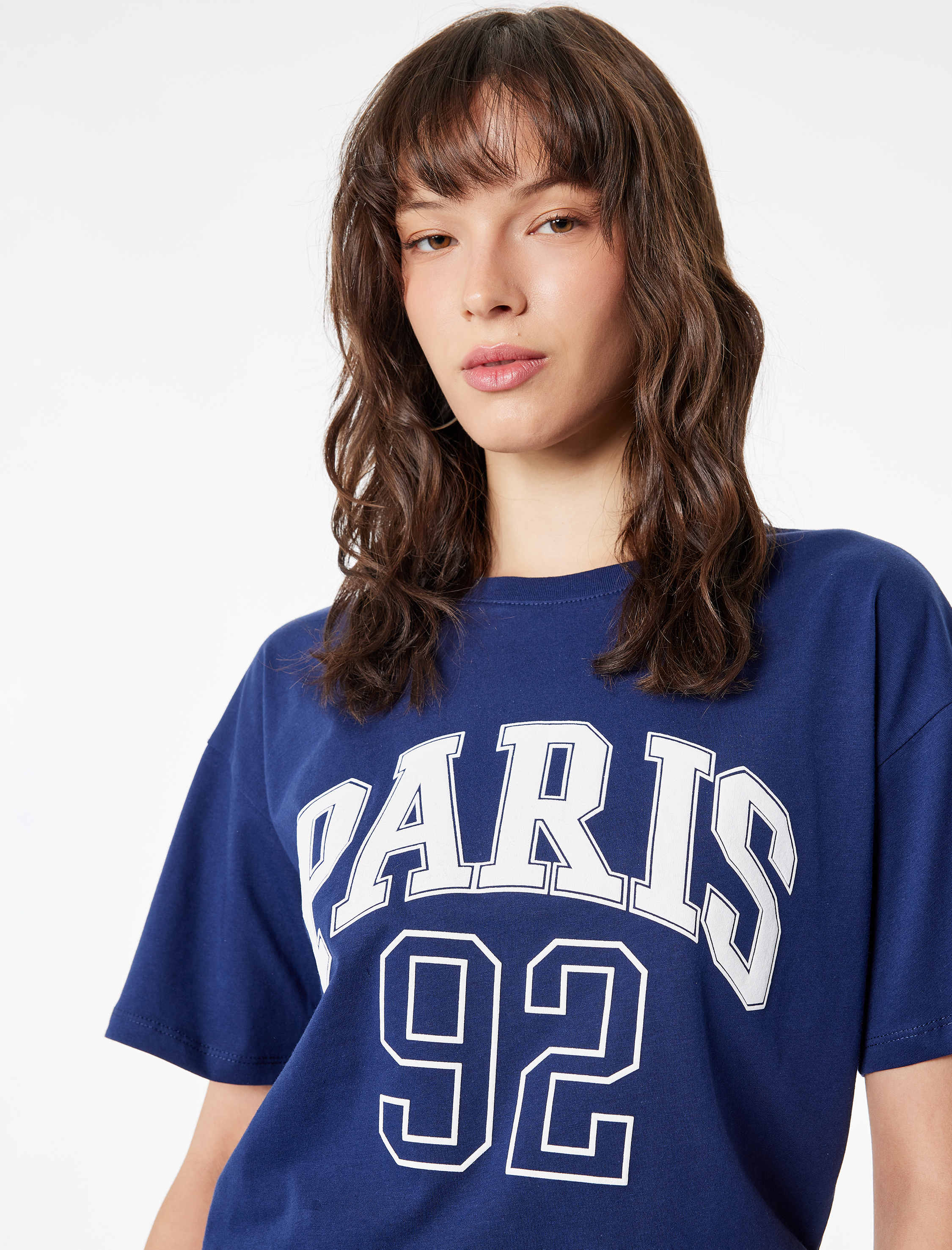 Rahat Kalıp Kısa Kollu Bisiklet Yaka Pamuklu Baskılı Tişört - Görsel 3