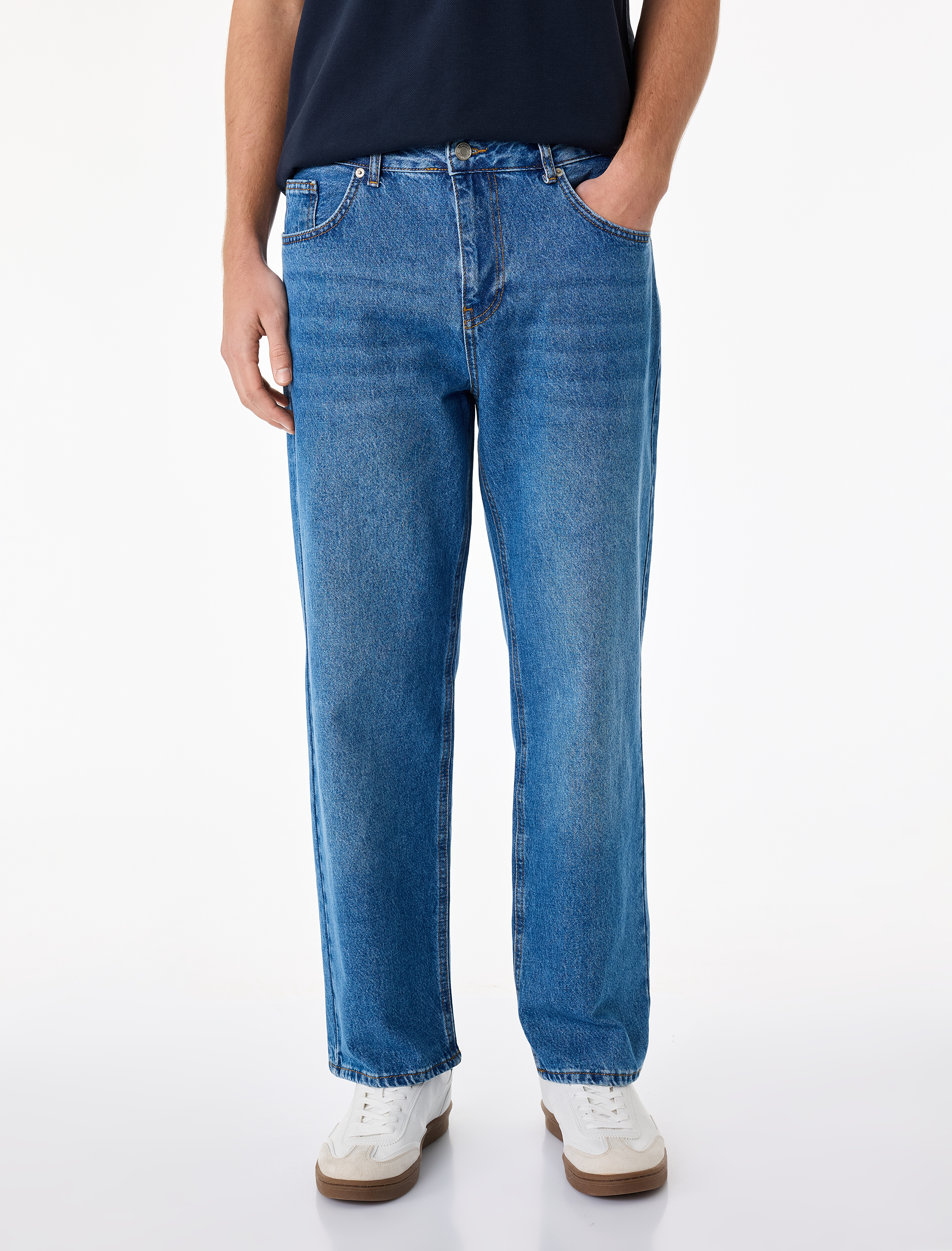   Bol Kalıp Pamuklu Cepli Normal Bel Baggy Jean Pantolon