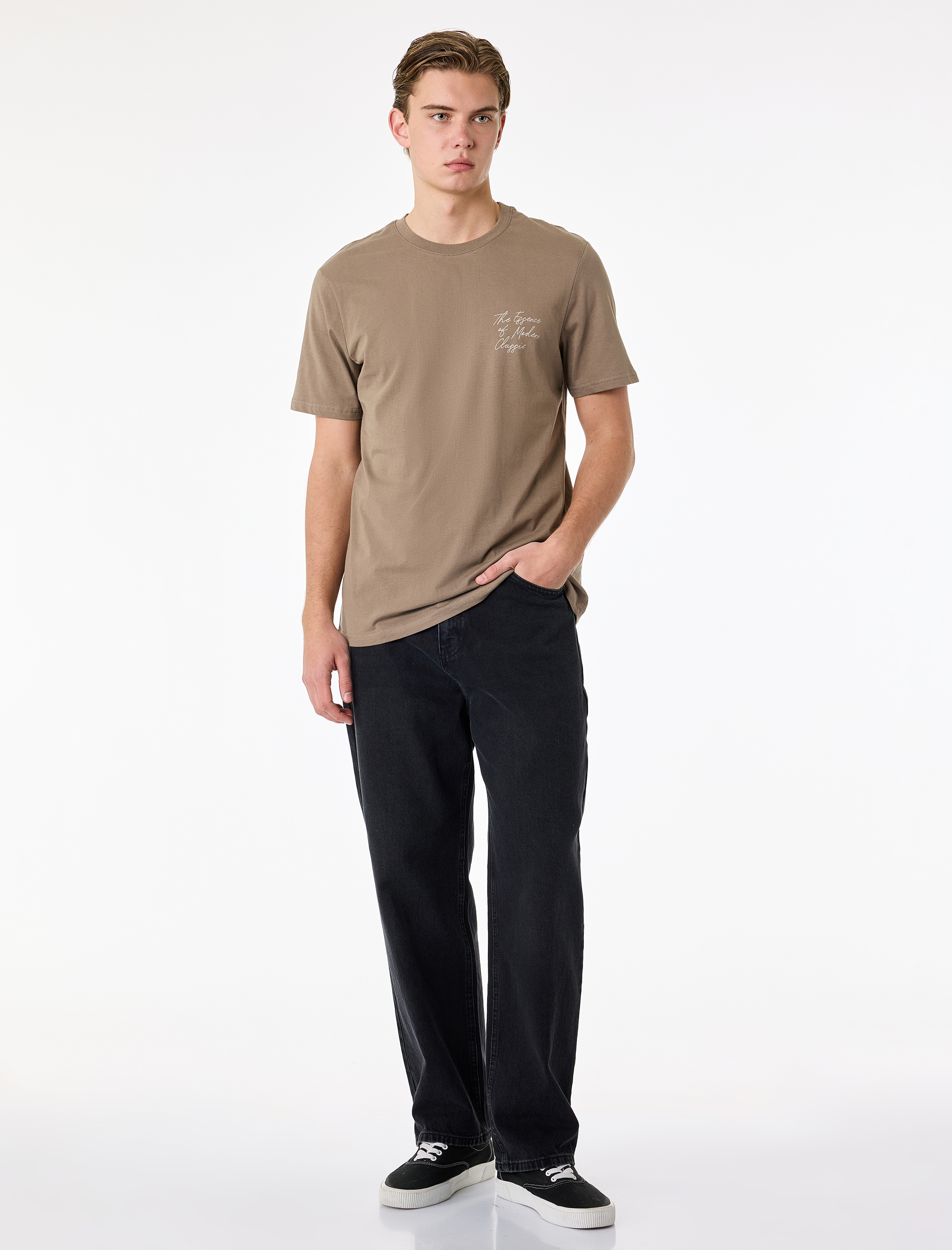   Regular Fit Bisiklet Yaka Pamuklu Kısa Kollu Baskılı Tişört