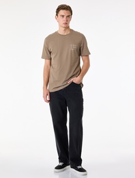 Regular Fit Bisiklet Yaka Pamuklu Kısa Kollu Baskılı Tişört