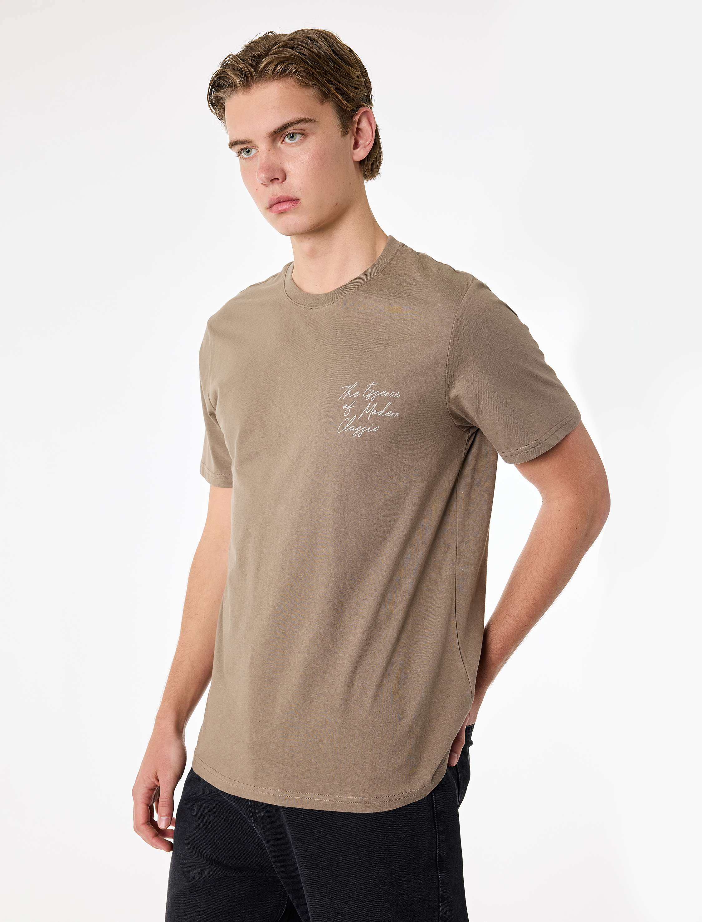   Regular Fit Bisiklet Yaka Pamuklu Kısa Kollu Baskılı Tişört