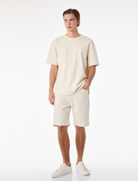 Normal Bel Pamuklu Bermuda Straight Fit Jean Şort