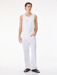 Pamuklu Kolsuz Bisiklet Yaka Slim Fit Atlet
