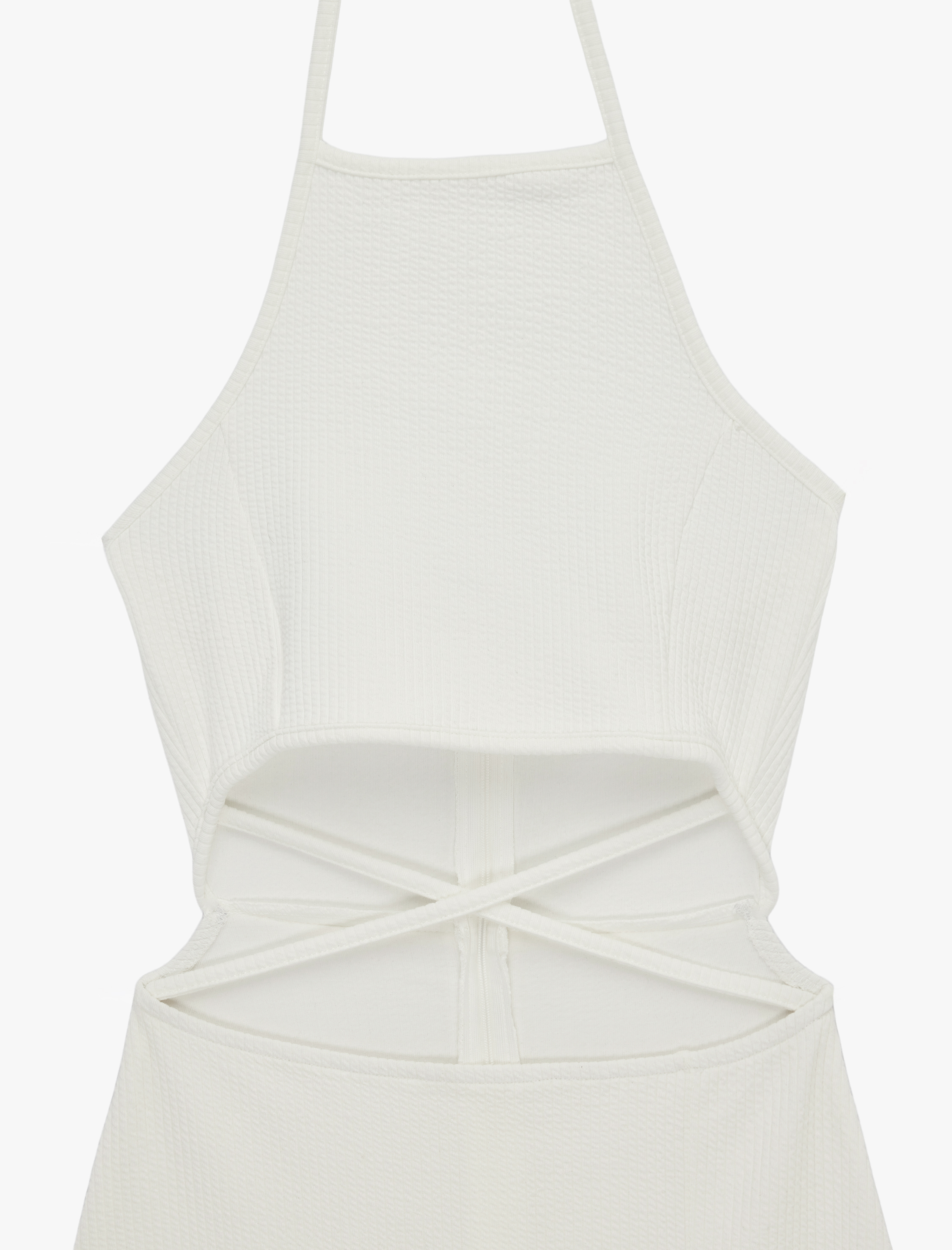   Slim Fit Kolsuz Pencere Detaylı Midi Halter Yaka Elbise