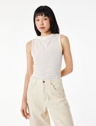 Buzzy Kumaş Basic Kolsuz Kapüşonlu Top