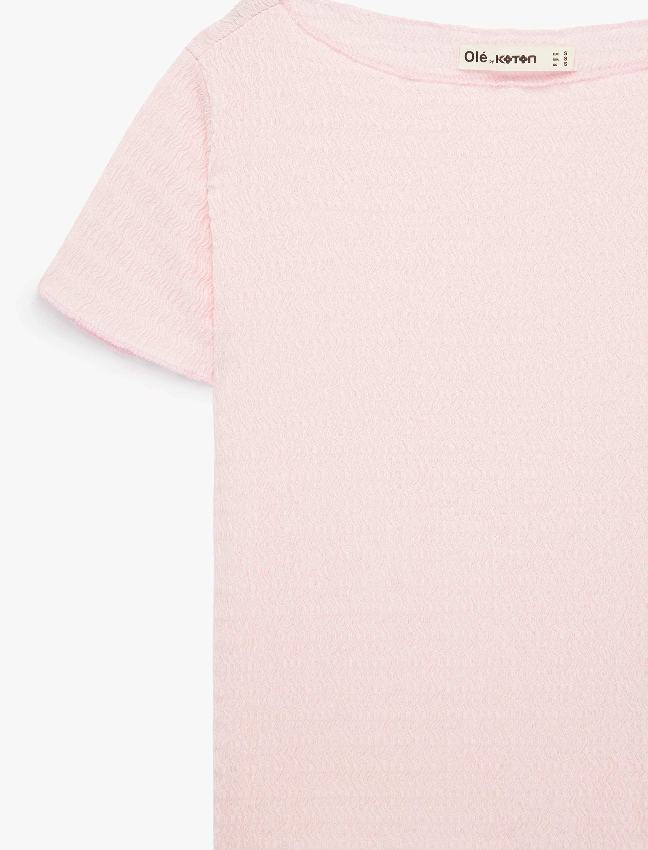   Viskon Karışımlı Kısa Kollu Bürümcük Kayık Yaka Tişört