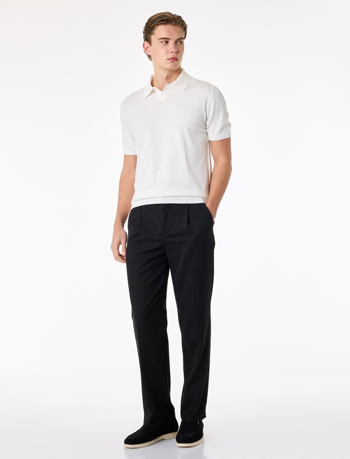  Regular Fit Kısa Kollu Viskon Polo Yaka Triko Tişört