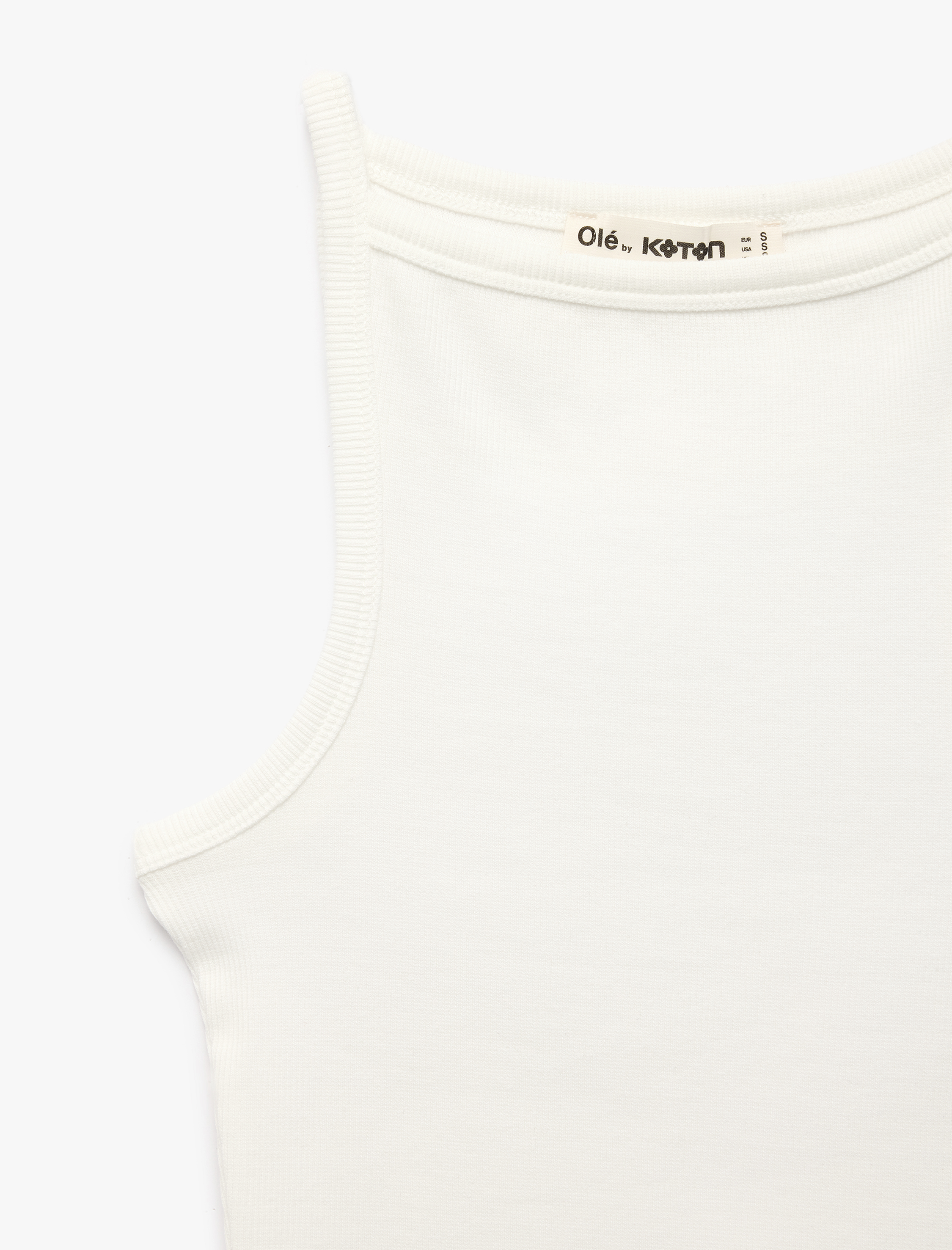   Slim Fit Pamuklu Kolsuz Kayık Yaka Bluz