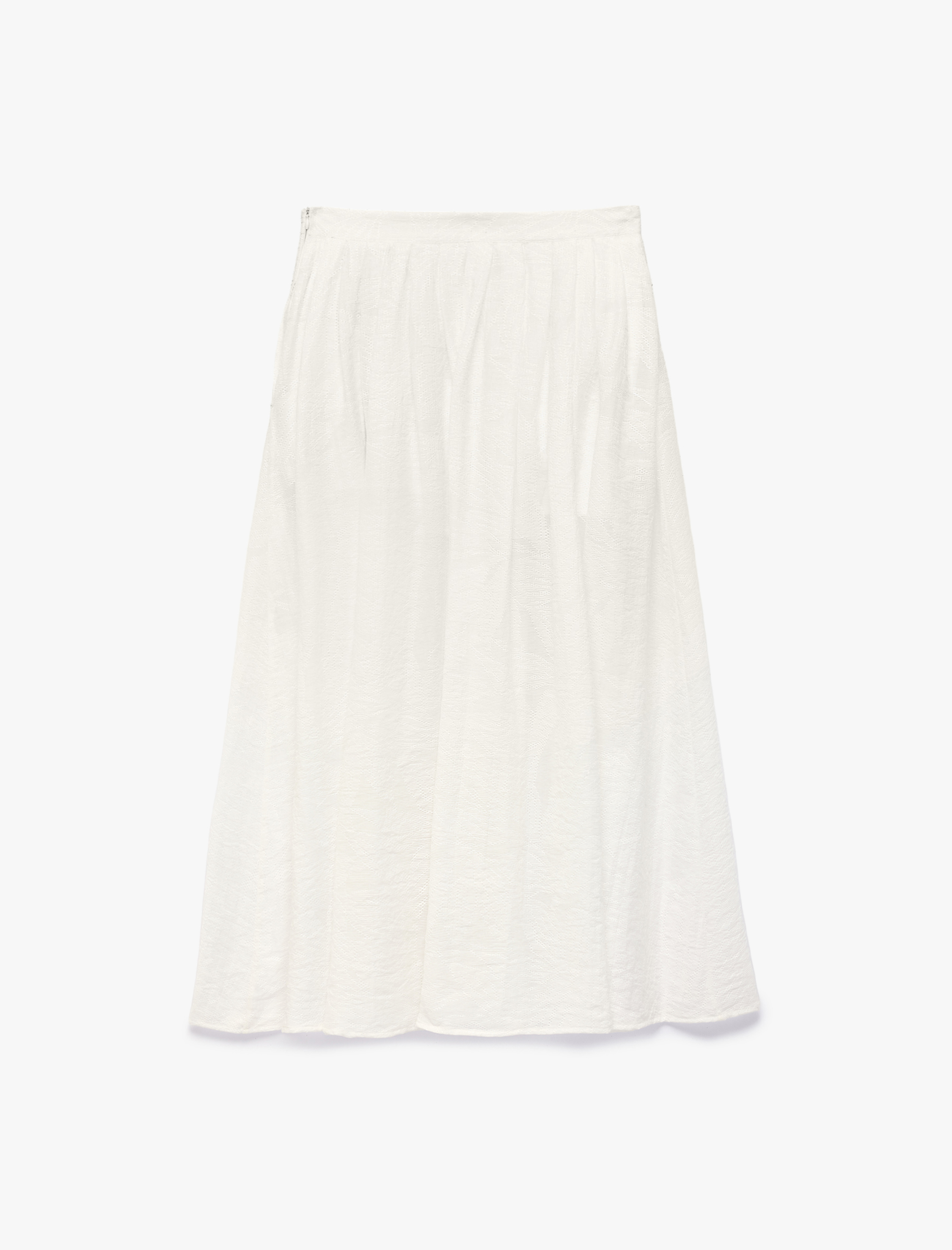   Viskon Kumaş Floral Dokulu Yırtmaç Detaylı Pileli Midi Kloş Etek