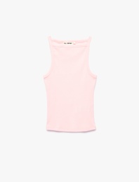 Slim Fit Pamuklu Kolsuz Kayık Yaka Bluz