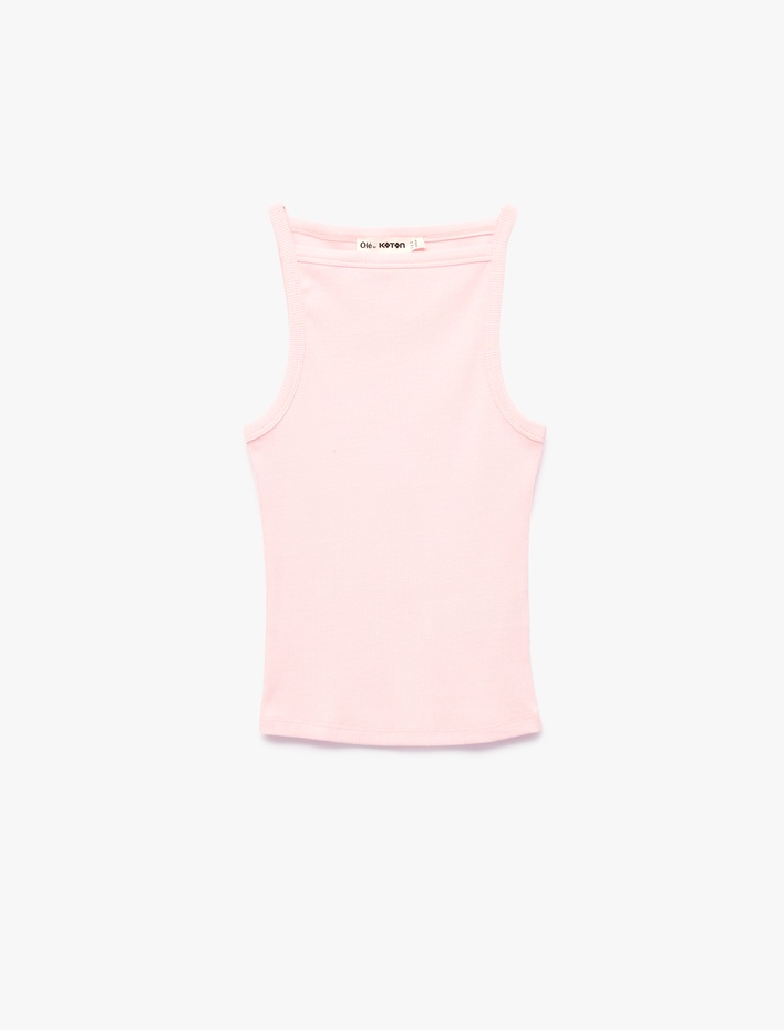  Slim Fit Pamuklu Kolsuz Kayık Yaka Bluz