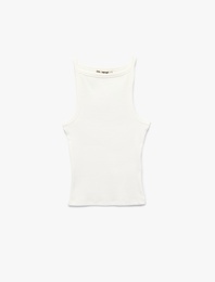 Slim Fit Pamuklu Kolsuz Kayık Yaka Bluz