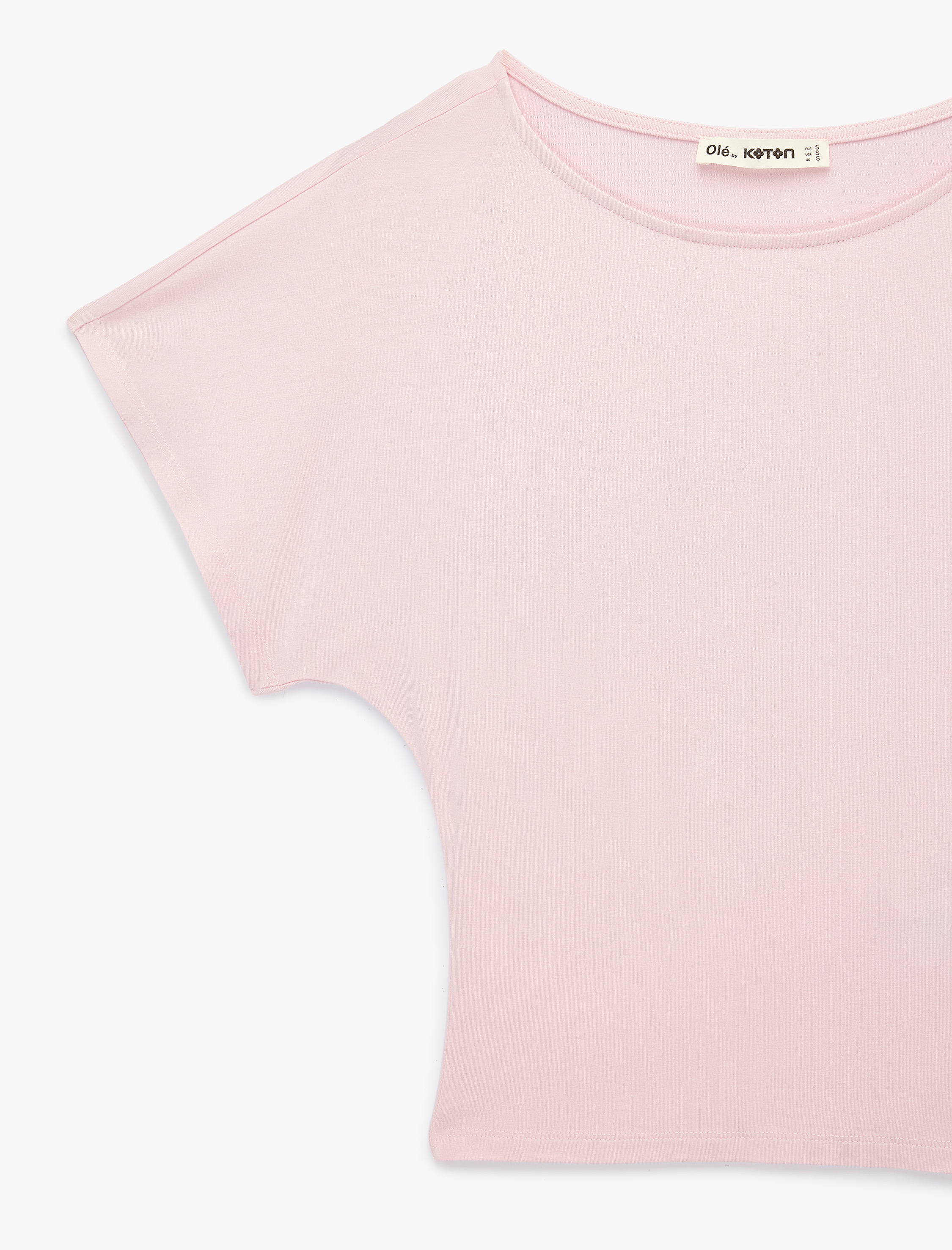   Regular Fit Omzu Açık Kısa Kollu Viskon Tişört