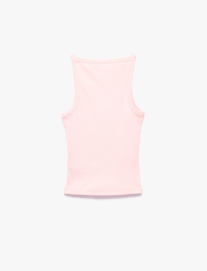  Slim Fit Pamuklu Kolsuz Kayık Yaka Bluz