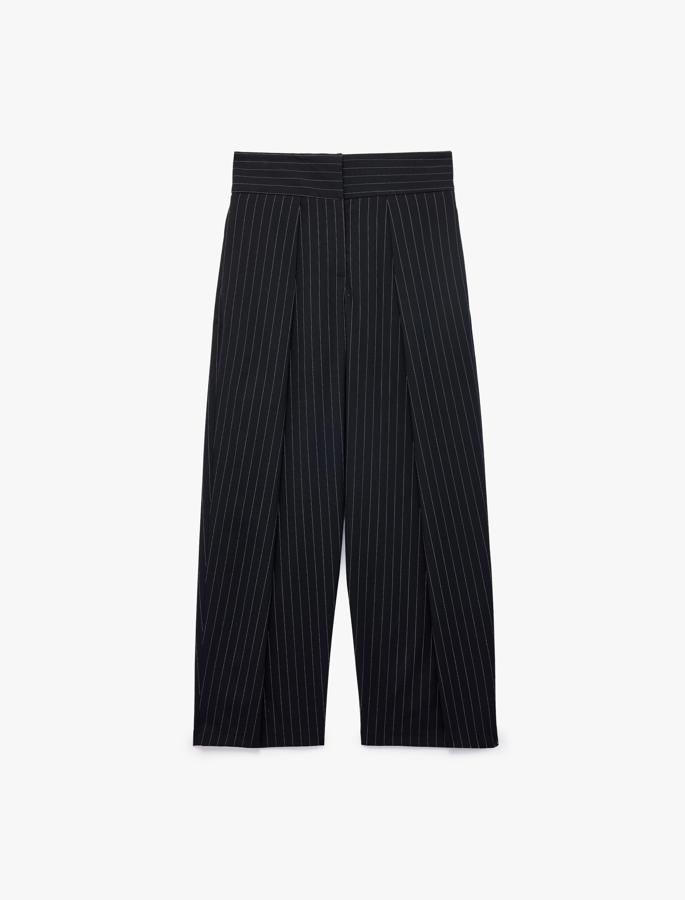   Pileli Yüksek Bel Rahat Kalıp Çizgili Balon Pantolon