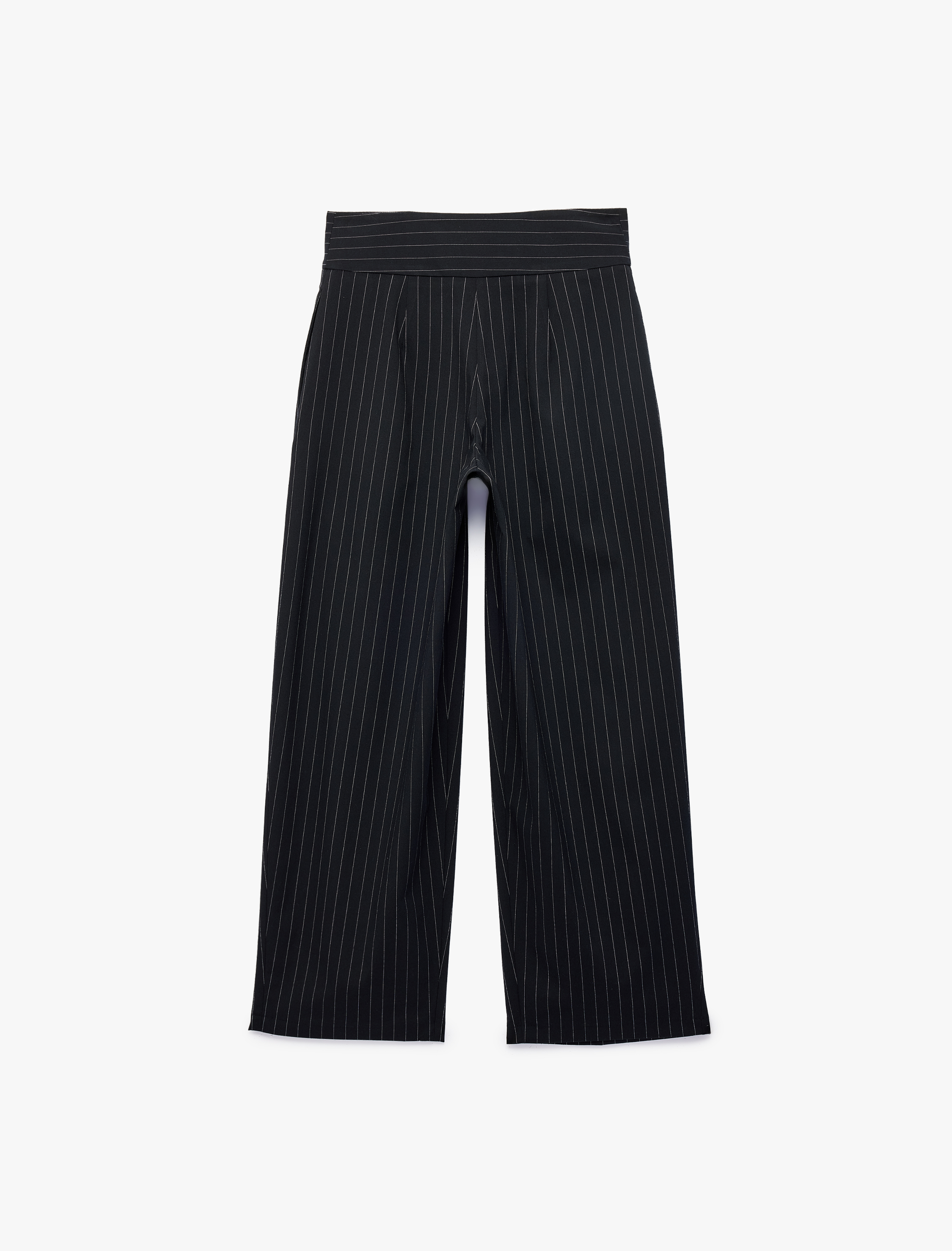   Pileli Yüksek Bel Rahat Kalıp Çizgili Balon Pantolon