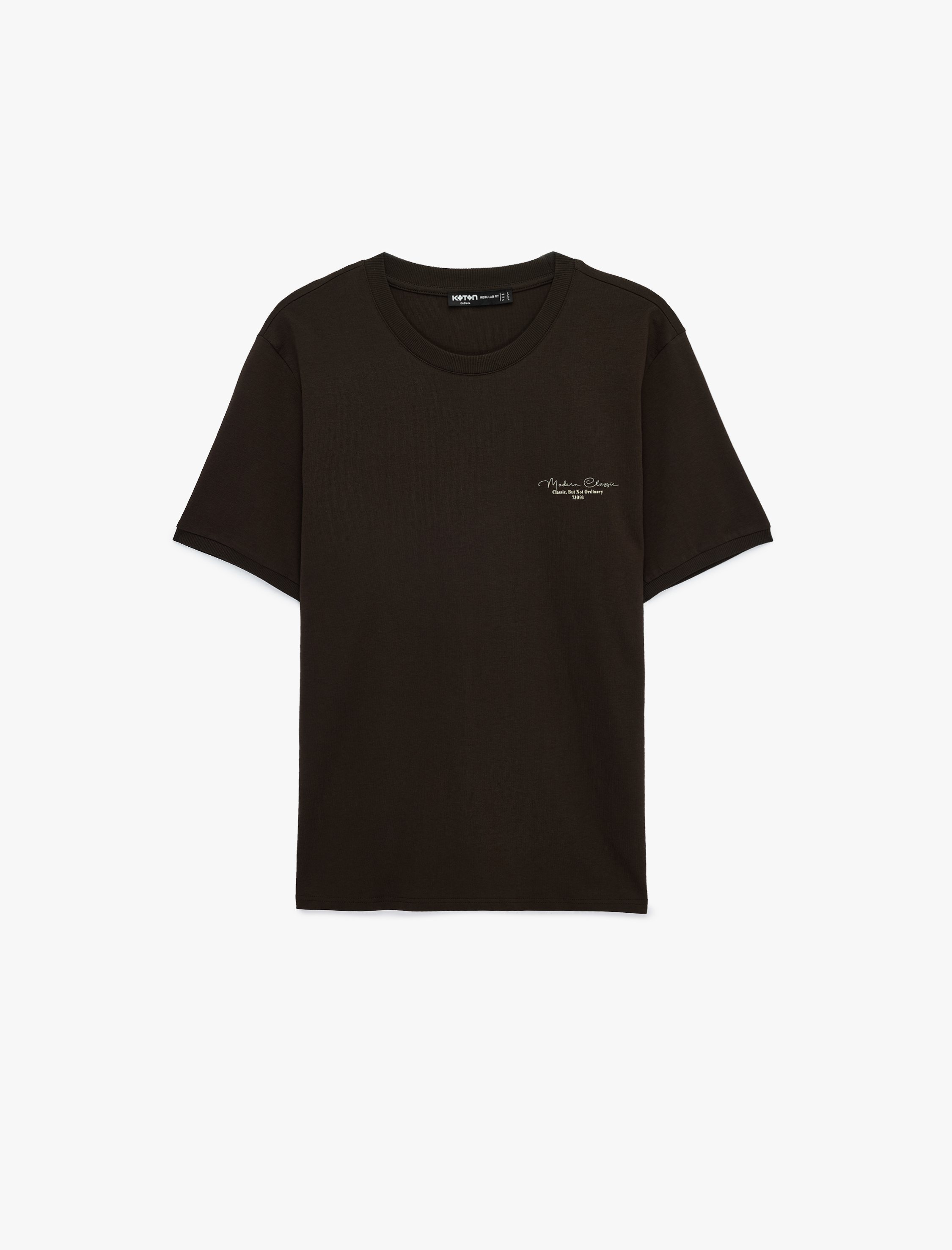   Regular Fit Kısa Kollu Bisiklet Yaka Pamuklu Baskılı Tişört