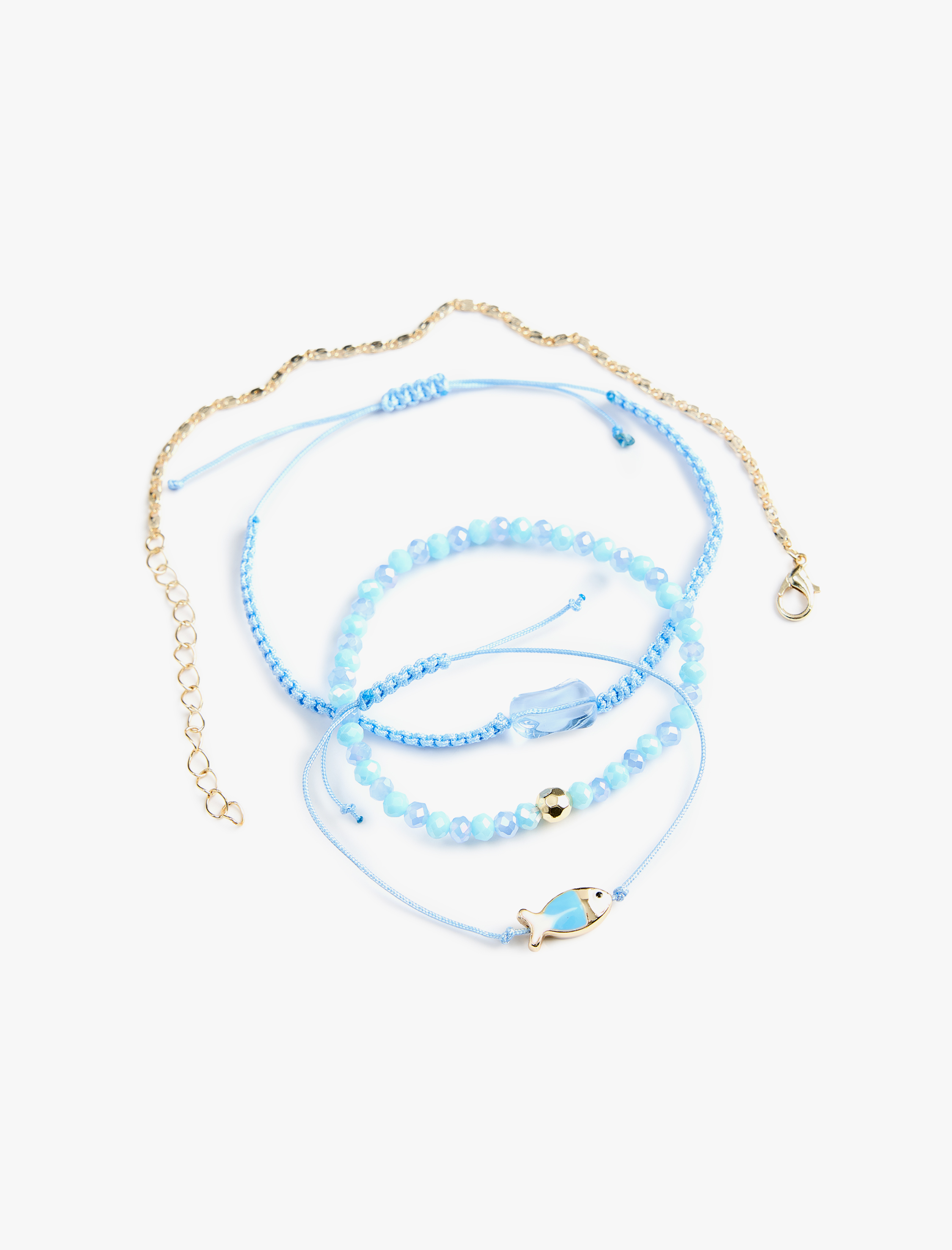  Kadın Balık Detaylı 4'lü Zincir Bileklik Seti