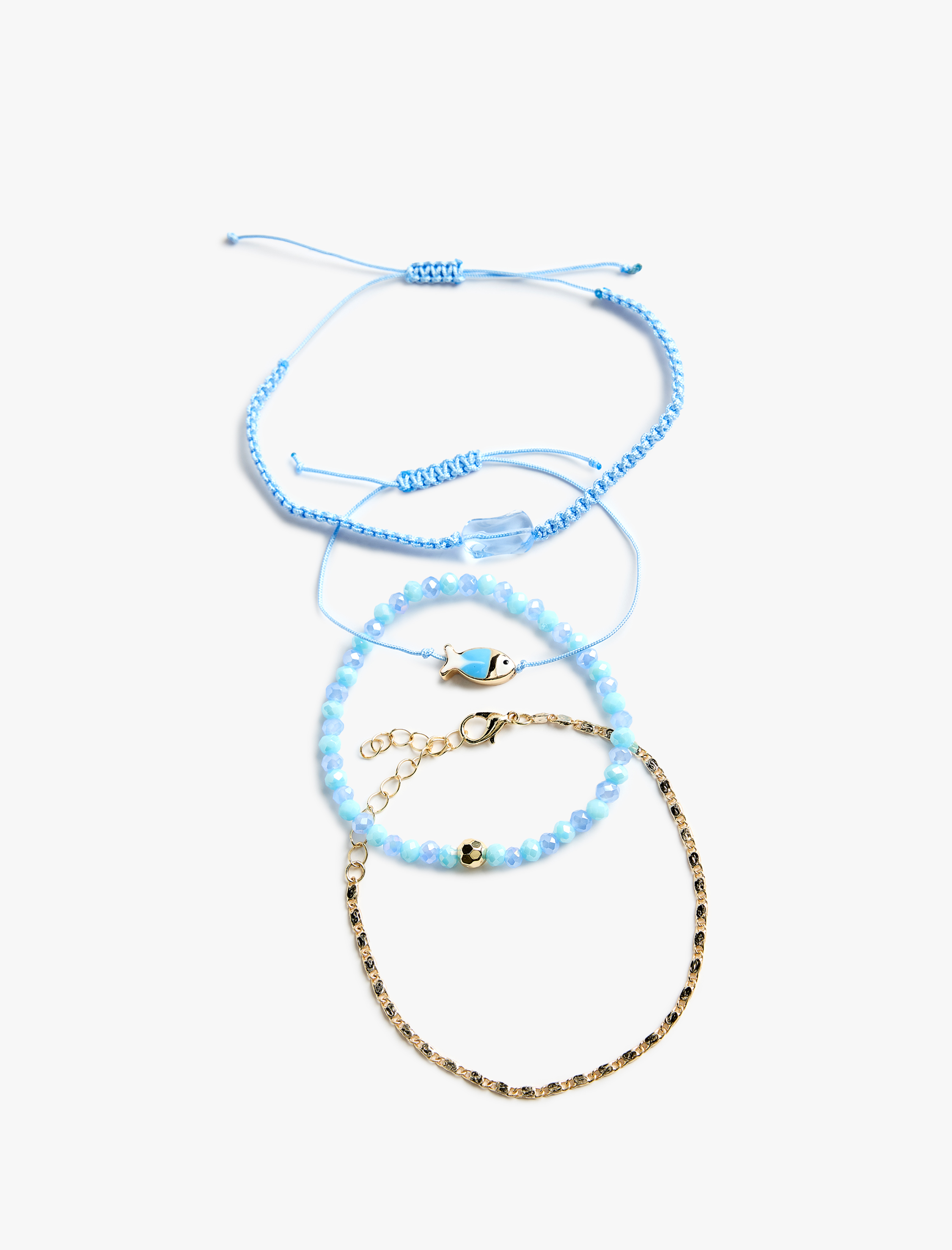  Kadın Balık Detaylı 4'lü Zincir Bileklik Seti