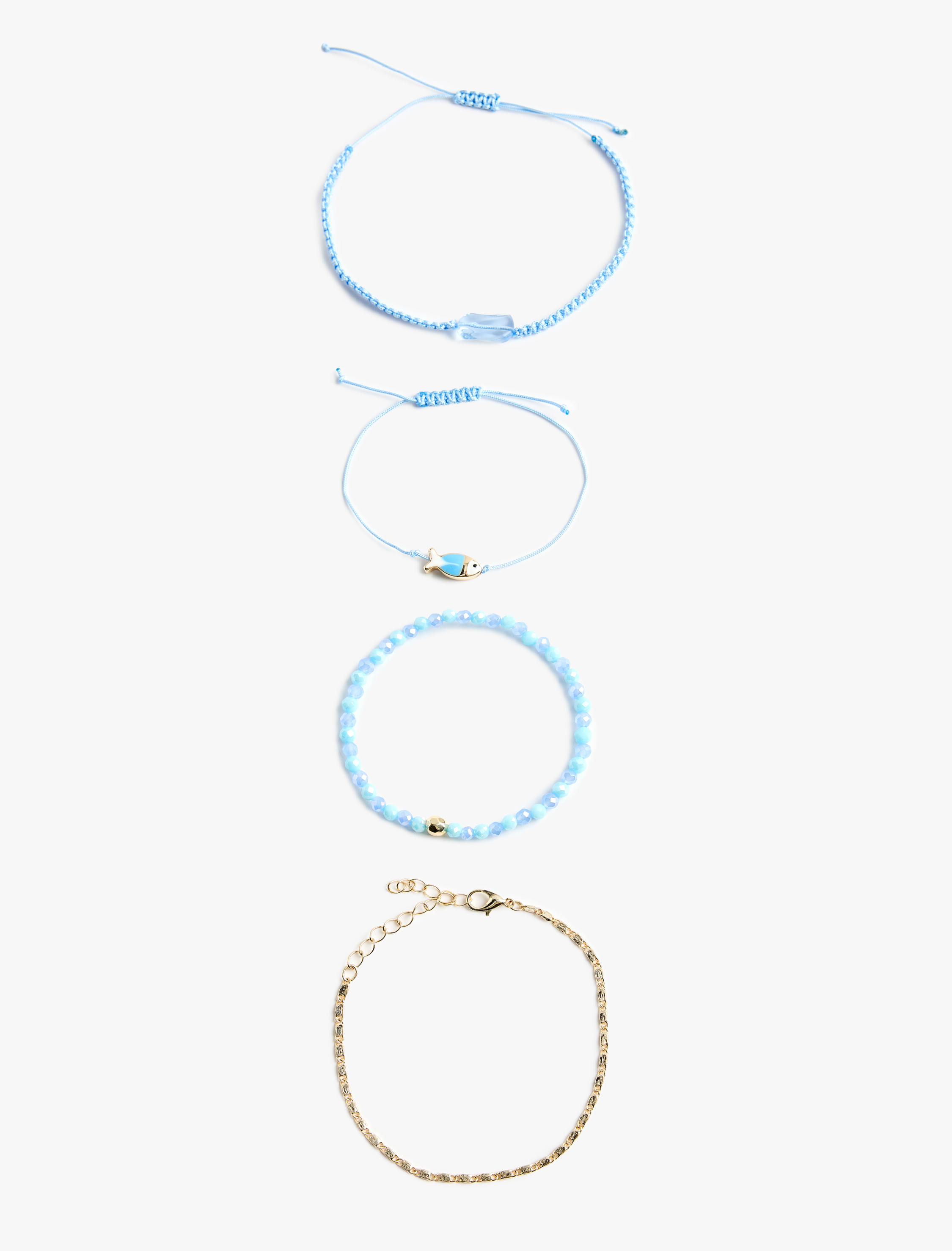  Kadın Balık Detaylı 4'lü Zincir Bileklik Seti