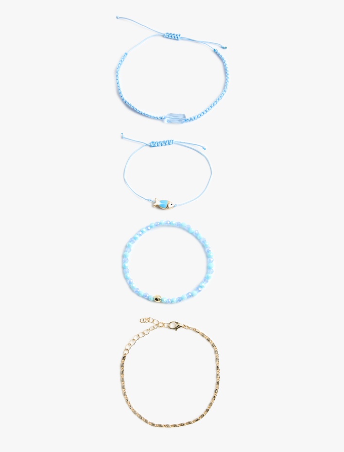 Kadın Balık Detaylı 4'lü Zincir Bileklik Seti