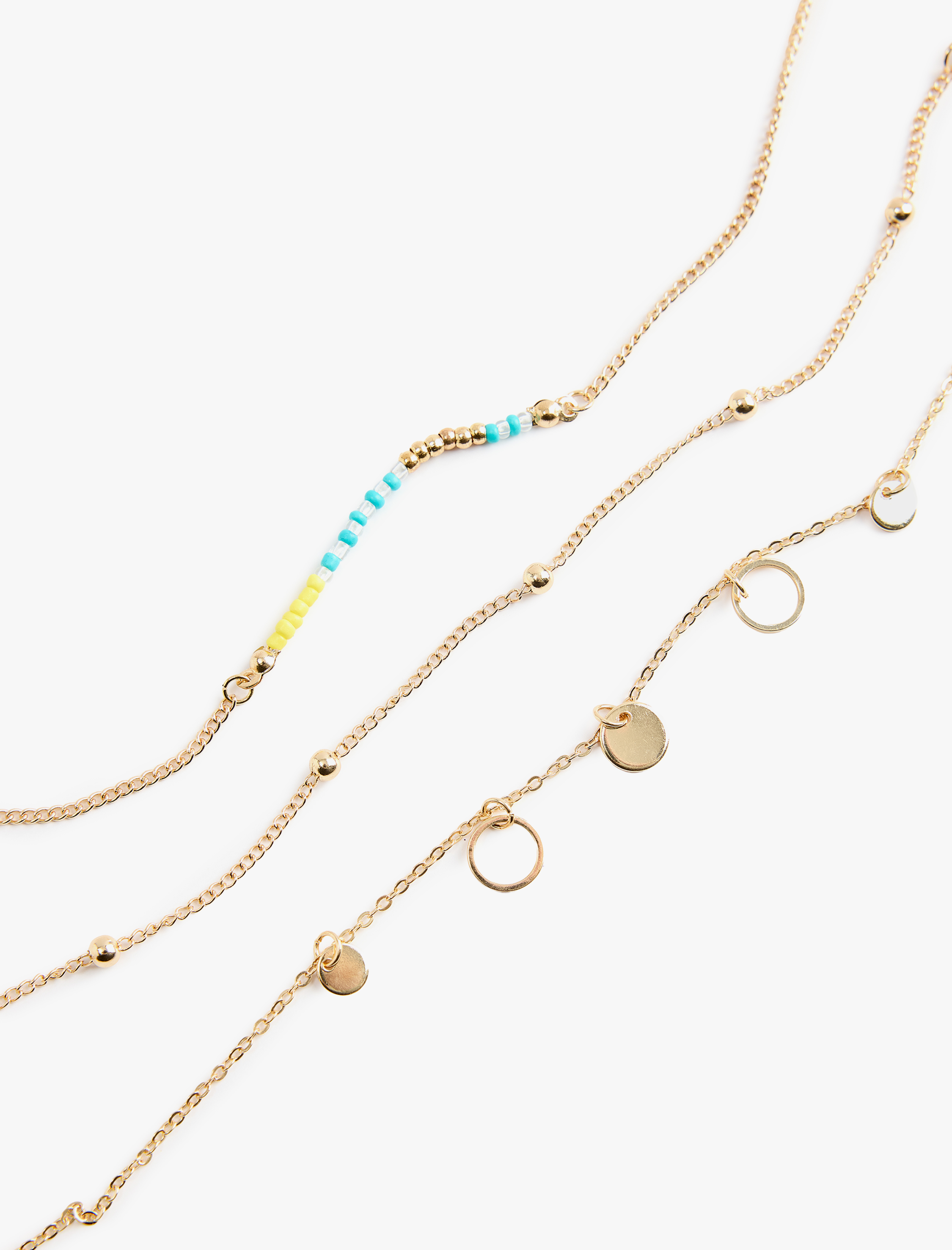  Kadın Boncuk Detaylı 3'lü Zincir Bileklik Seti