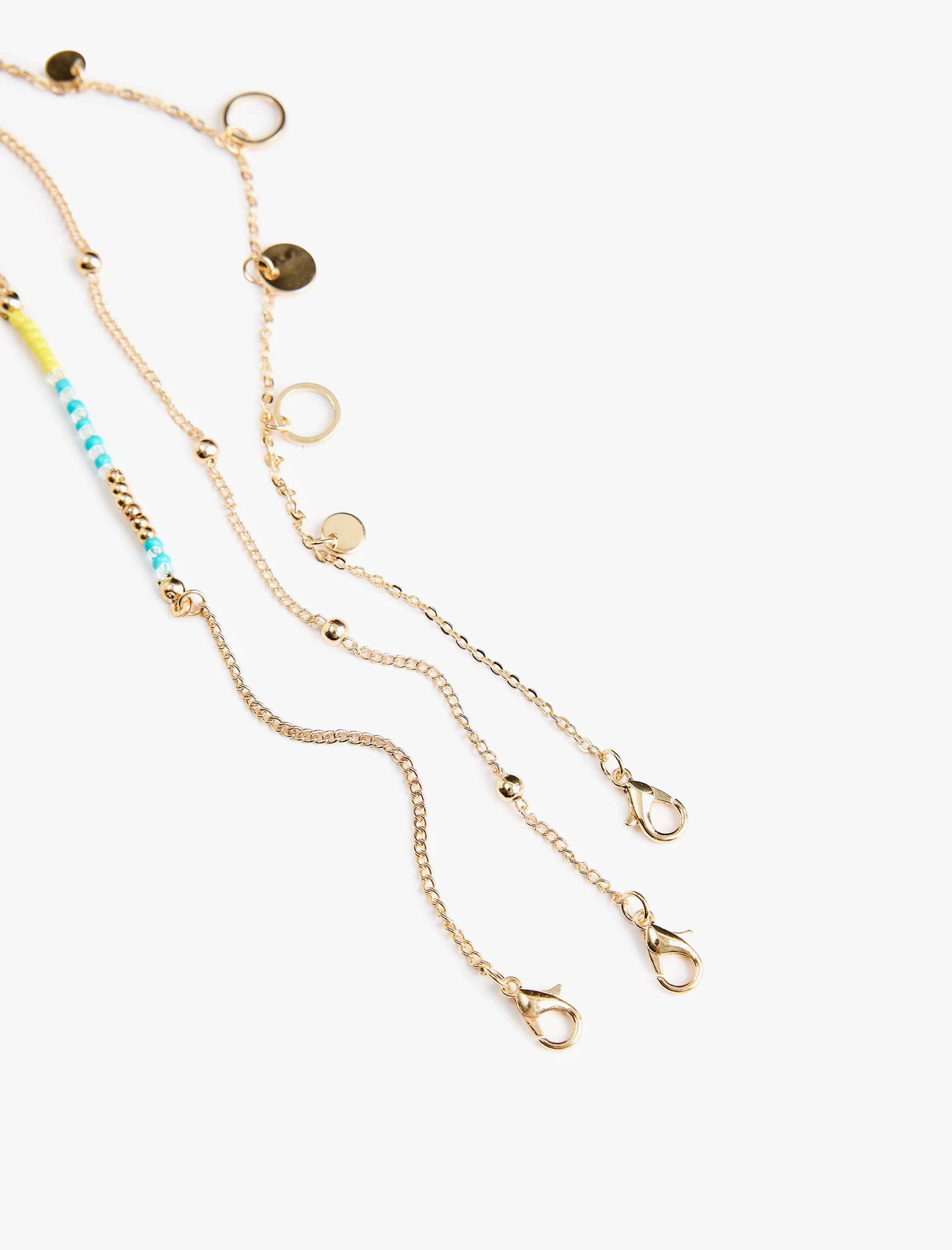  Kadın Boncuk Detaylı 3'lü Zincir Bileklik Seti