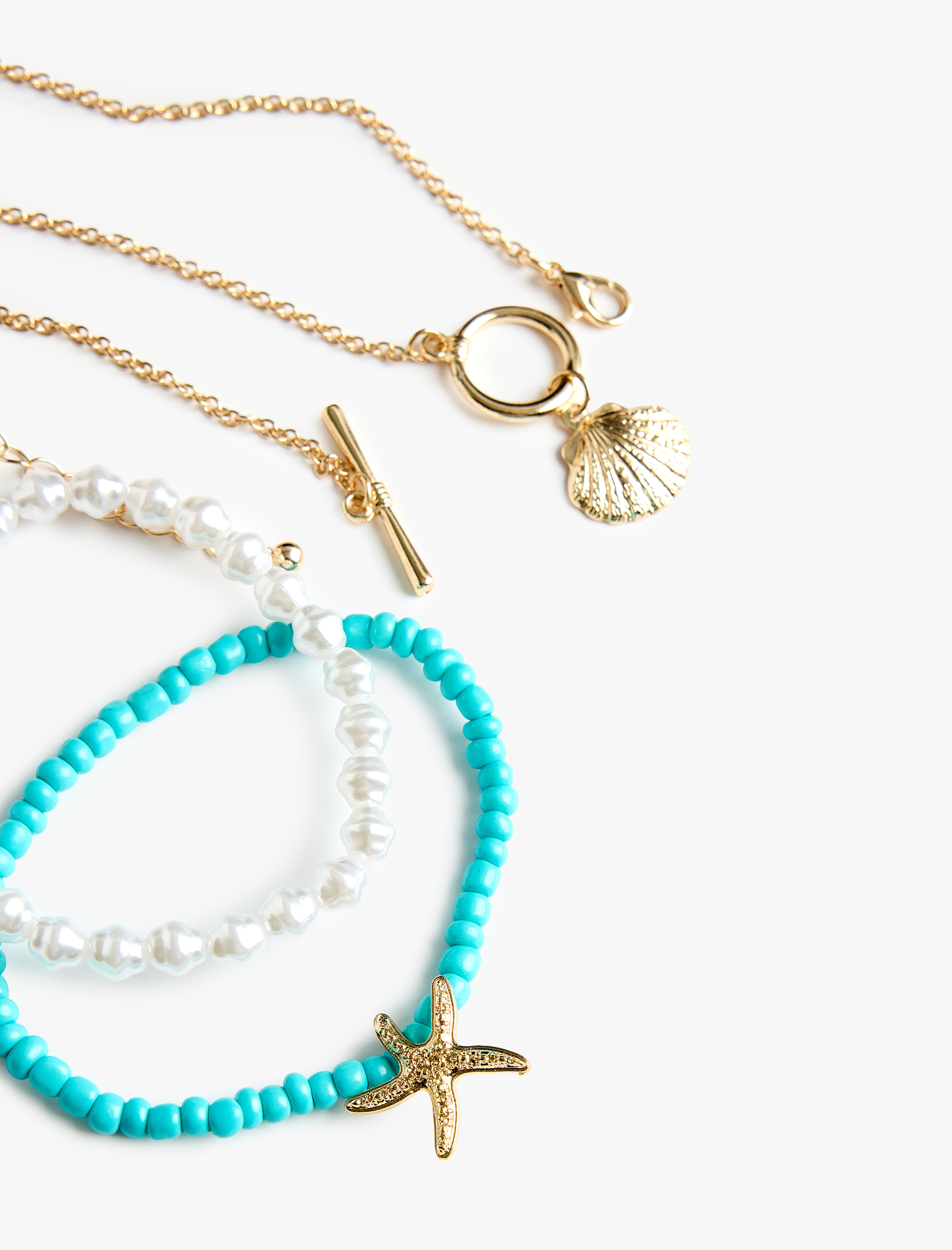  Kadın Deniz Yıldızı ve Kabuk Detaylı Zarif Bileklik Seti