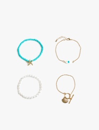 Deniz Yıldızı ve Kabuk Detaylı Zarif Bileklik Seti