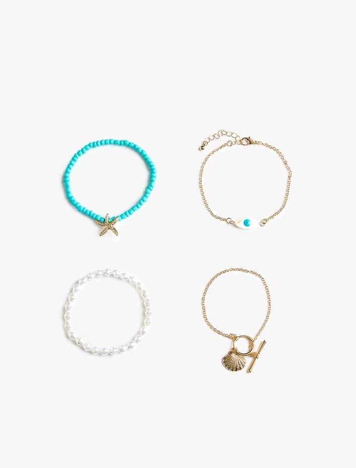 Kadın Deniz Yıldızı ve Kabuk Detaylı Zarif Bileklik Seti