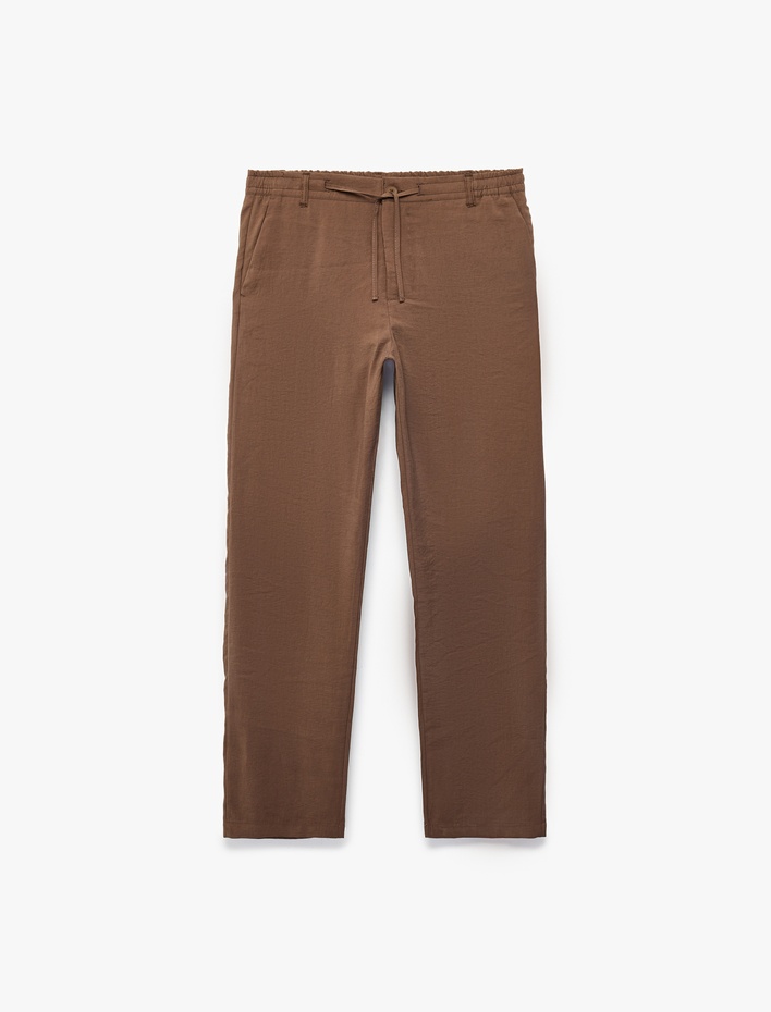  Regular Fit Cepli Beli Bağcıklı Düğmeli Modal Pantolon