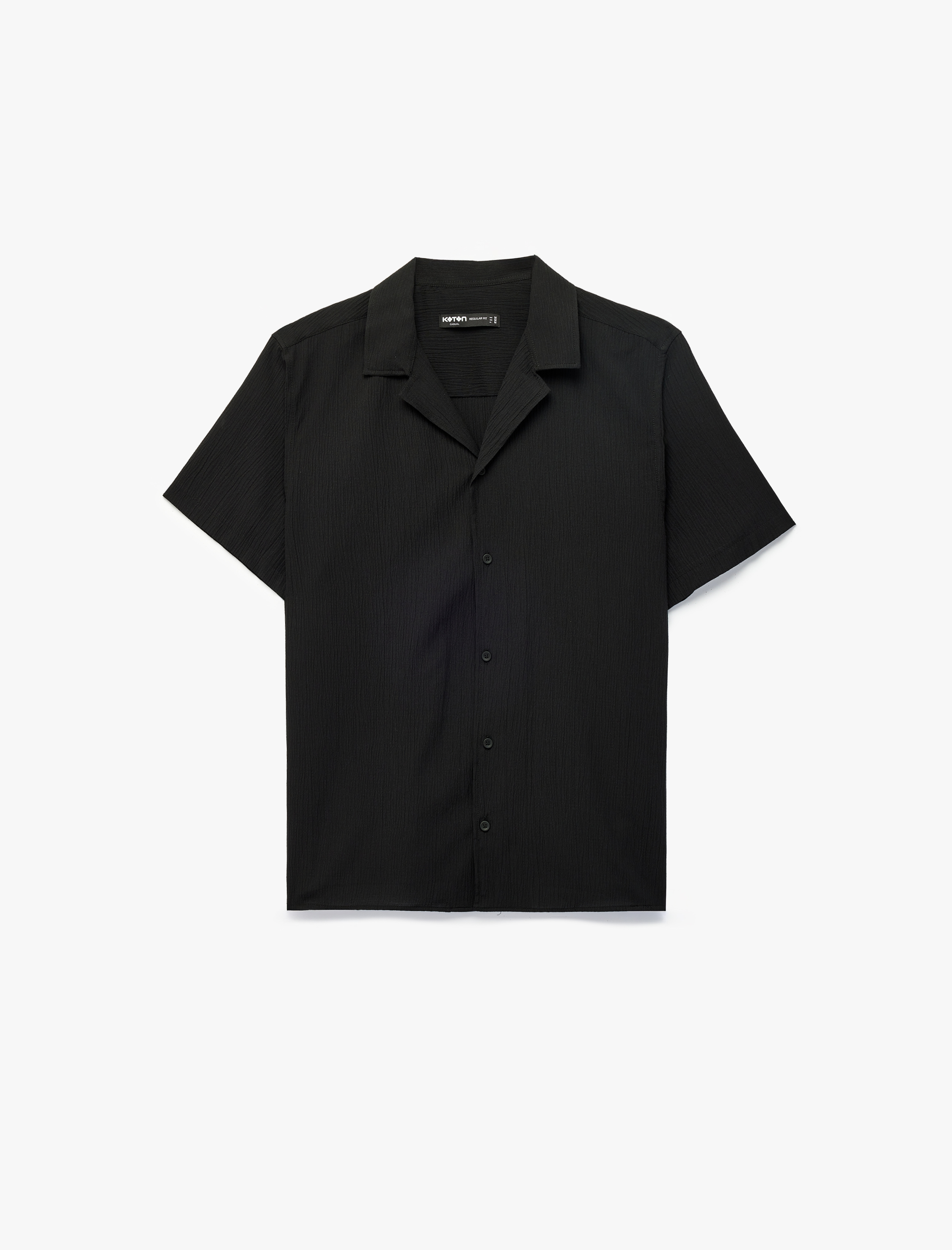   Regular Fit Kısa Kollu Dokulu Apaş Yaka Gömlek