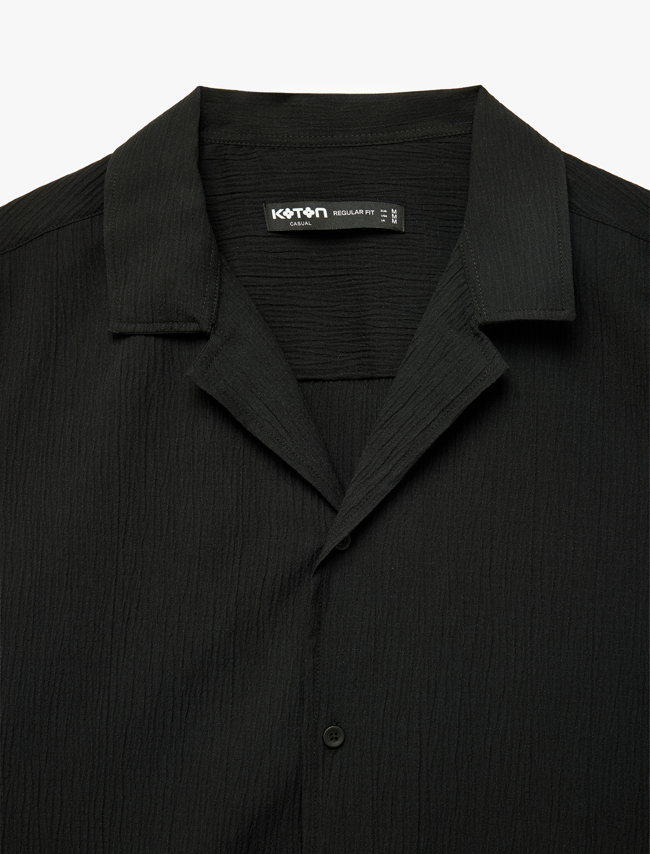   Regular Fit Kısa Kollu Dokulu Apaş Yaka Gömlek