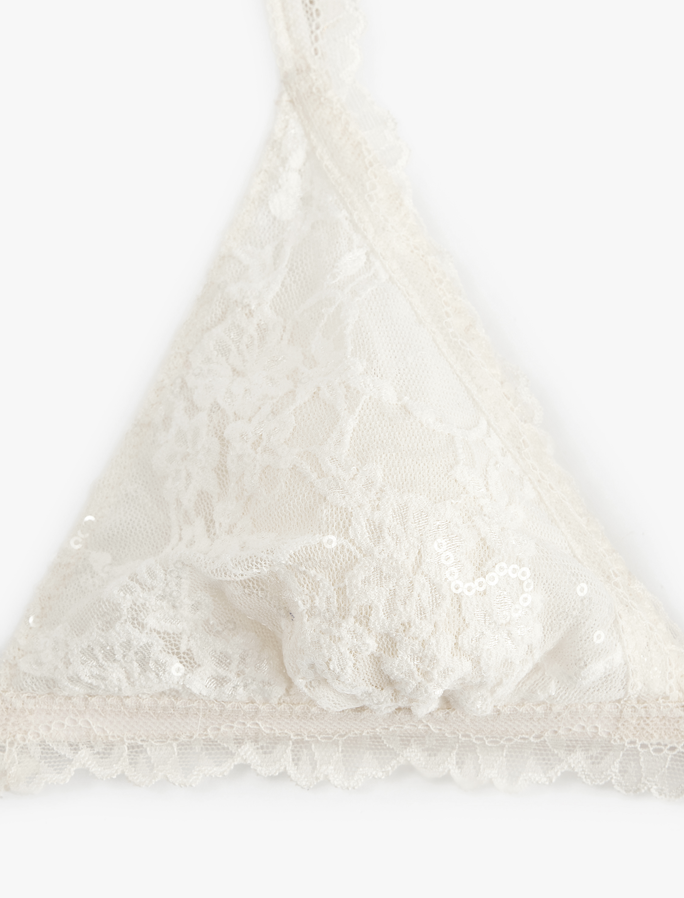   Balensiz Rahat Kalıp Dolgusuz Fırfır Detaylı Dantelli Bridal Sütyen