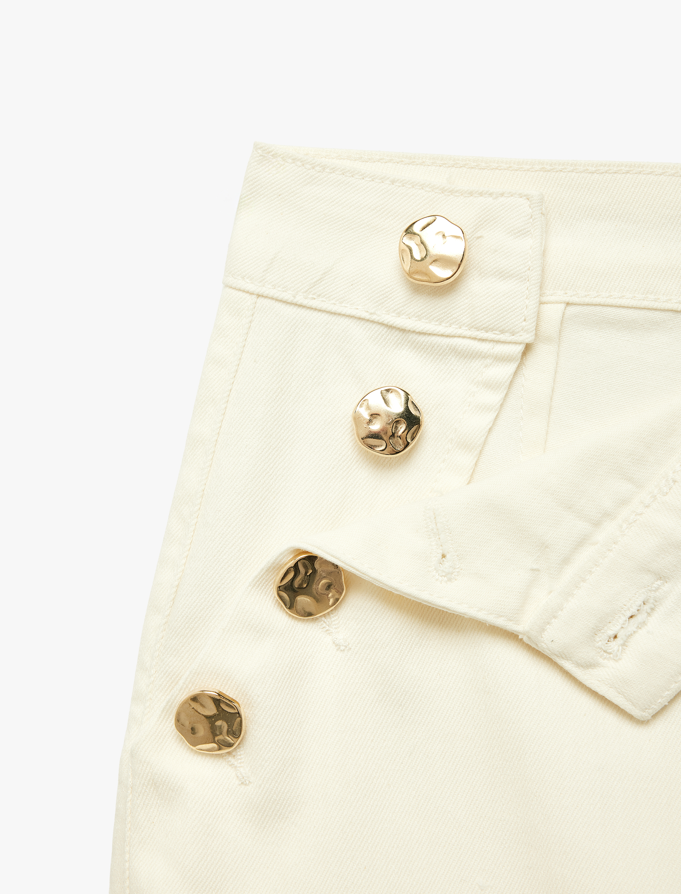   Düğme Detaylı Rahat Kalıp Pamuklu Mini Şort Etek