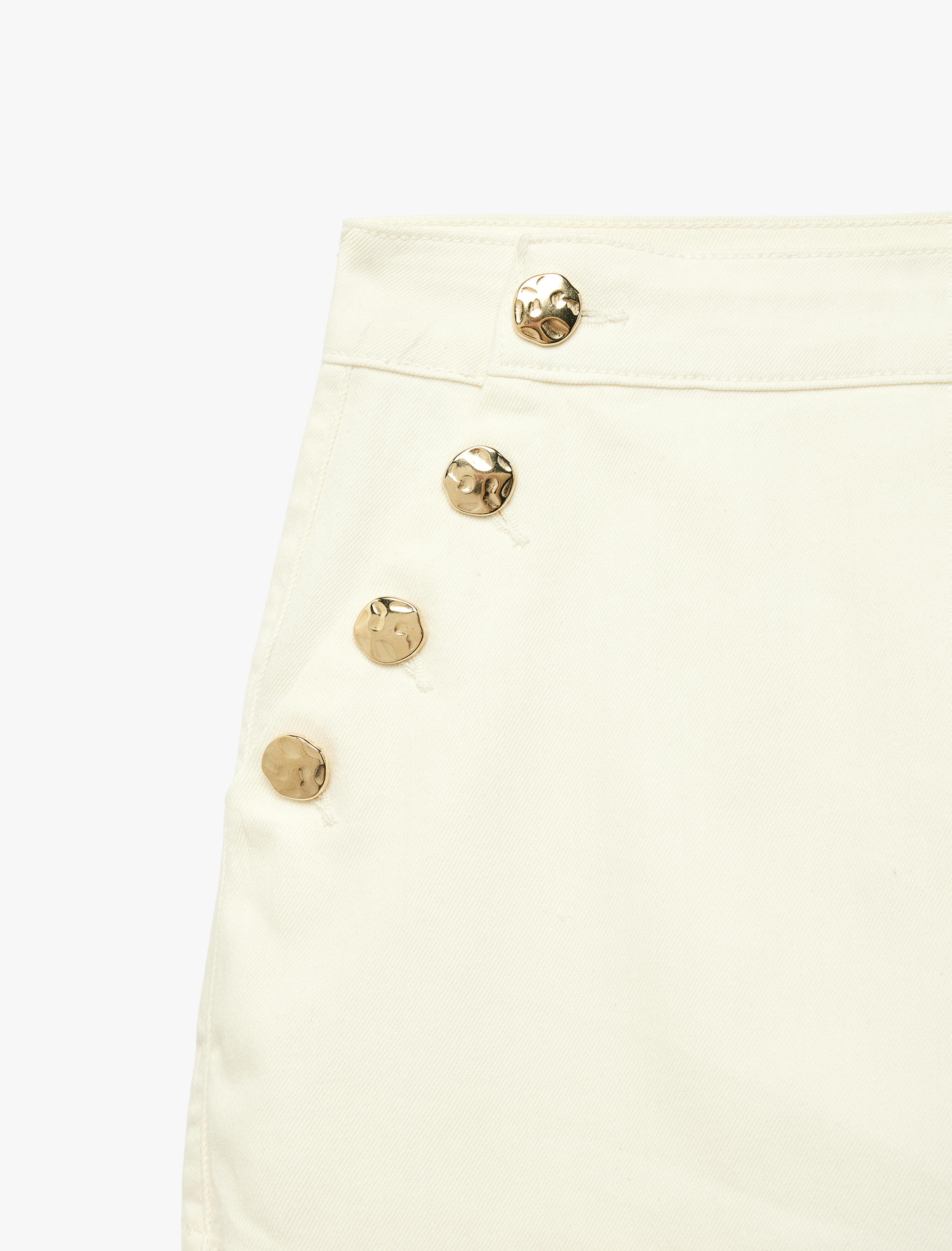   Düğme Detaylı Rahat Kalıp Pamuklu Mini Şort Etek
