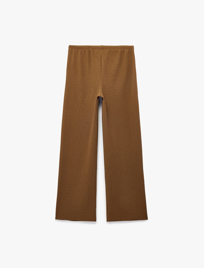  Krep Kumaş Bel Bağlamalı Düz Bol Paça Pantolon