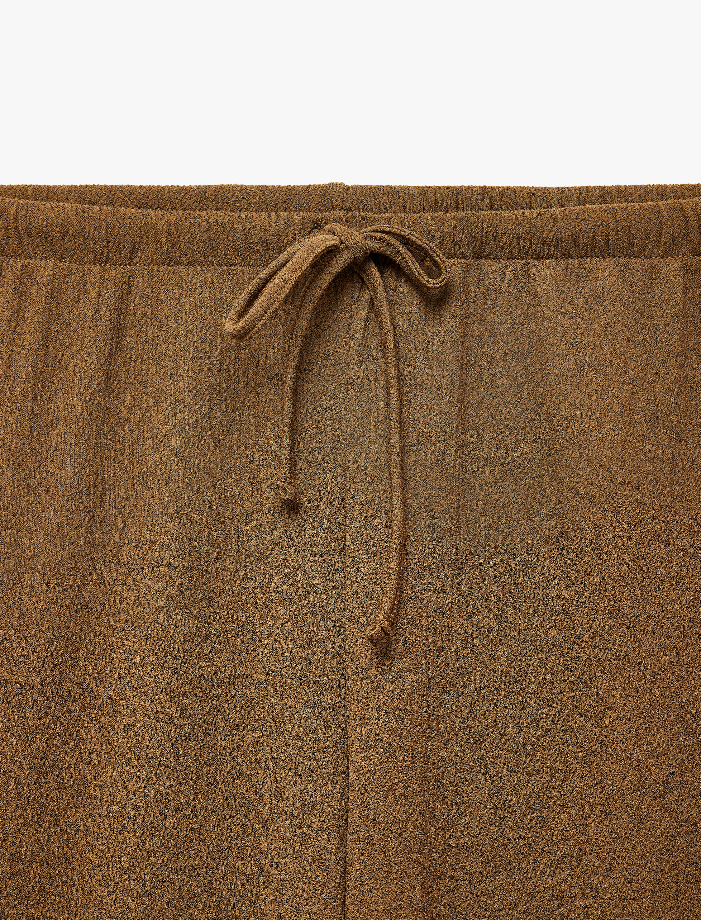   Krep Kumaş Bel Bağlamalı Düz Bol Paça Pantolon