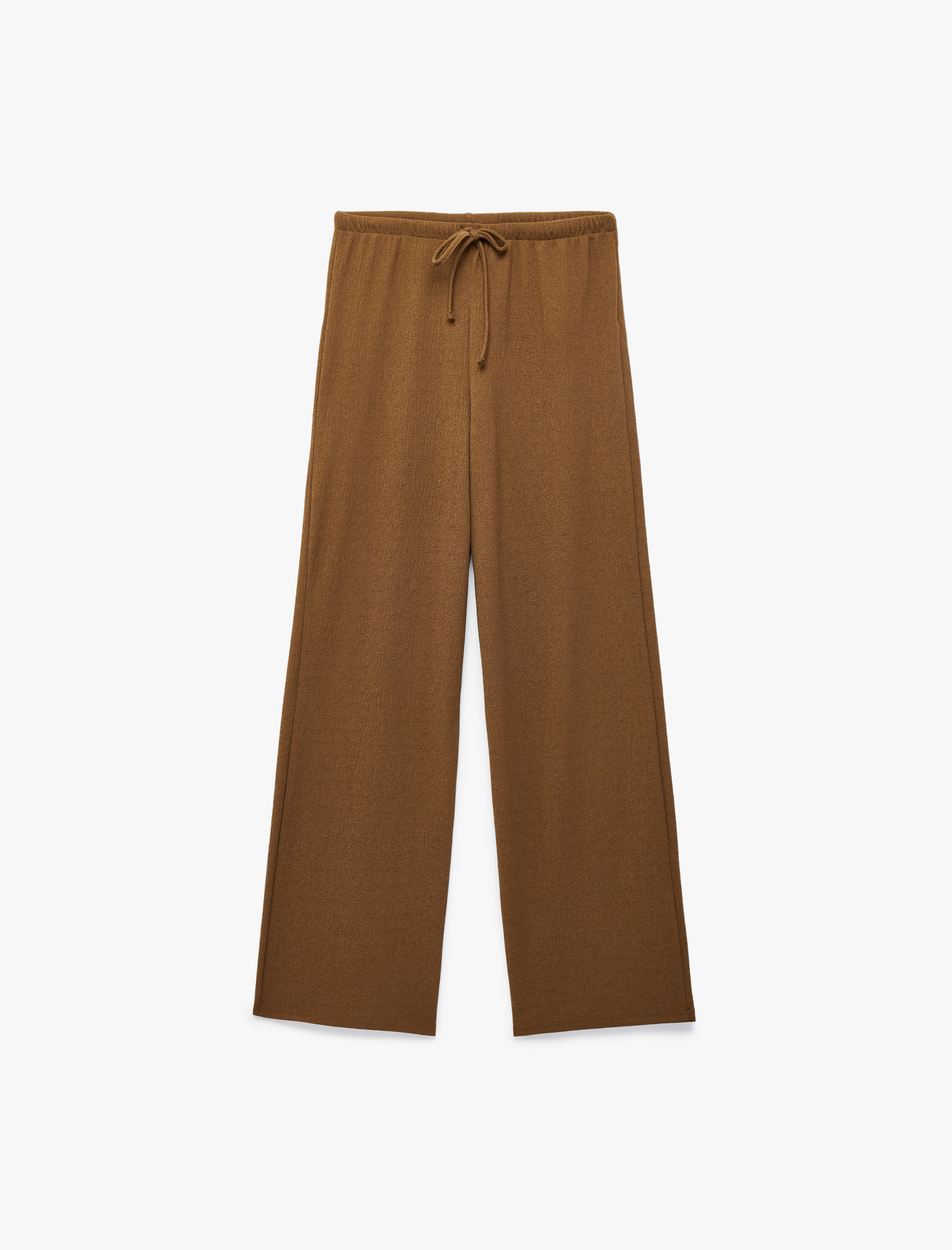   Krep Kumaş Bel Bağlamalı Düz Bol Paça Pantolon