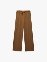 Krep Kumaş Bel Bağlamalı Düz Bol Paça Pantolon