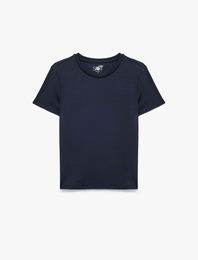 Slim Fit Kısa Kollu Bisiklet Yaka Spor Tişört