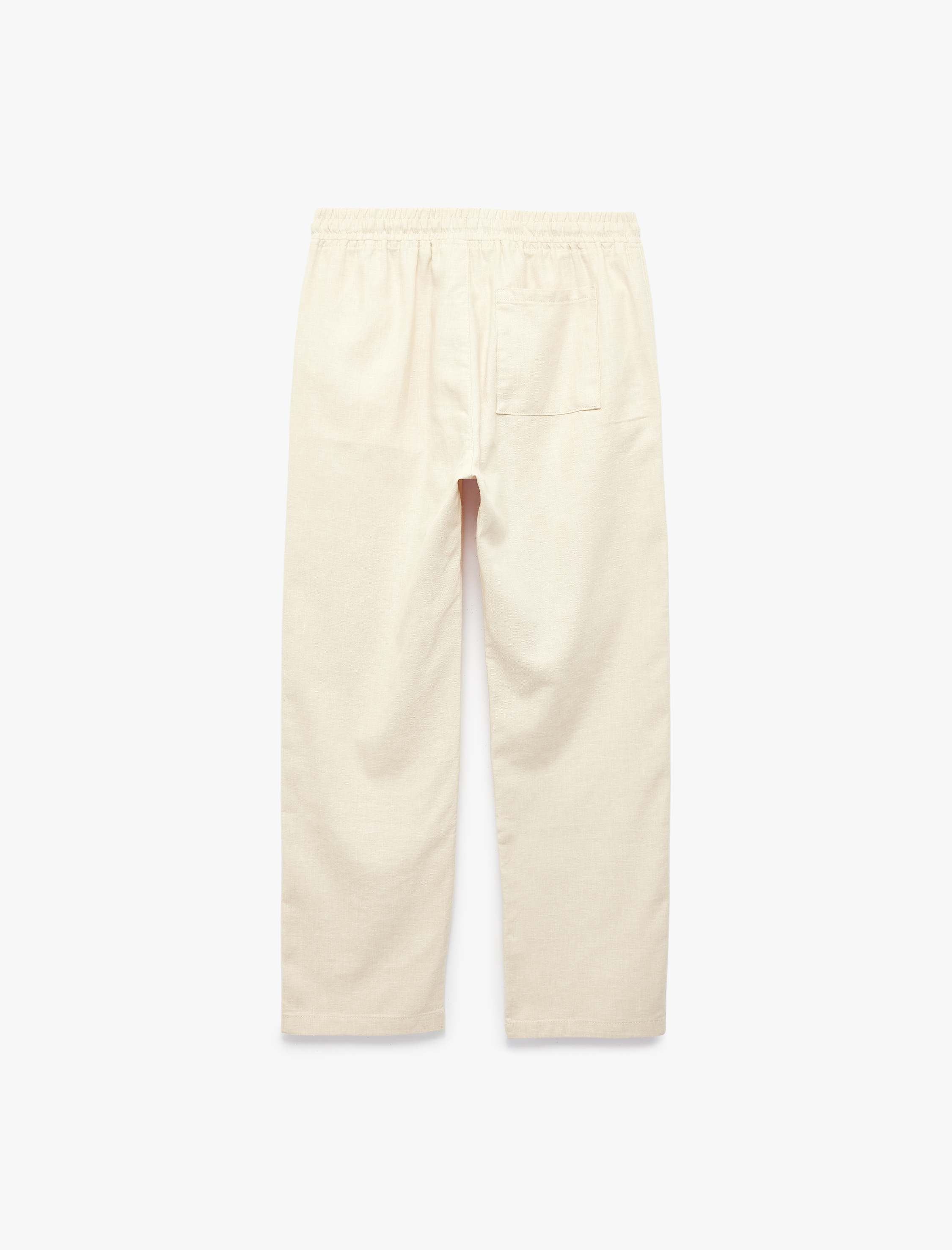   Regular Fit Cepli Pamuk Keten Karışımlı Beli Bağcıklı Pantolon