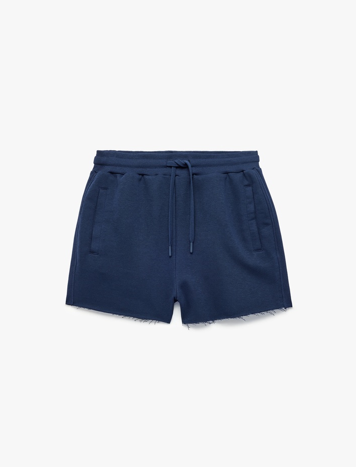  Normal Bel Bağcıklı Cep Detaylı Mini Şort