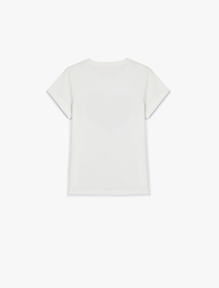 Kız Çocuk Atatürk Baskılı Tişört Pullu Payetli Bisiklet Yaka Kısa Kollu Pamuklu