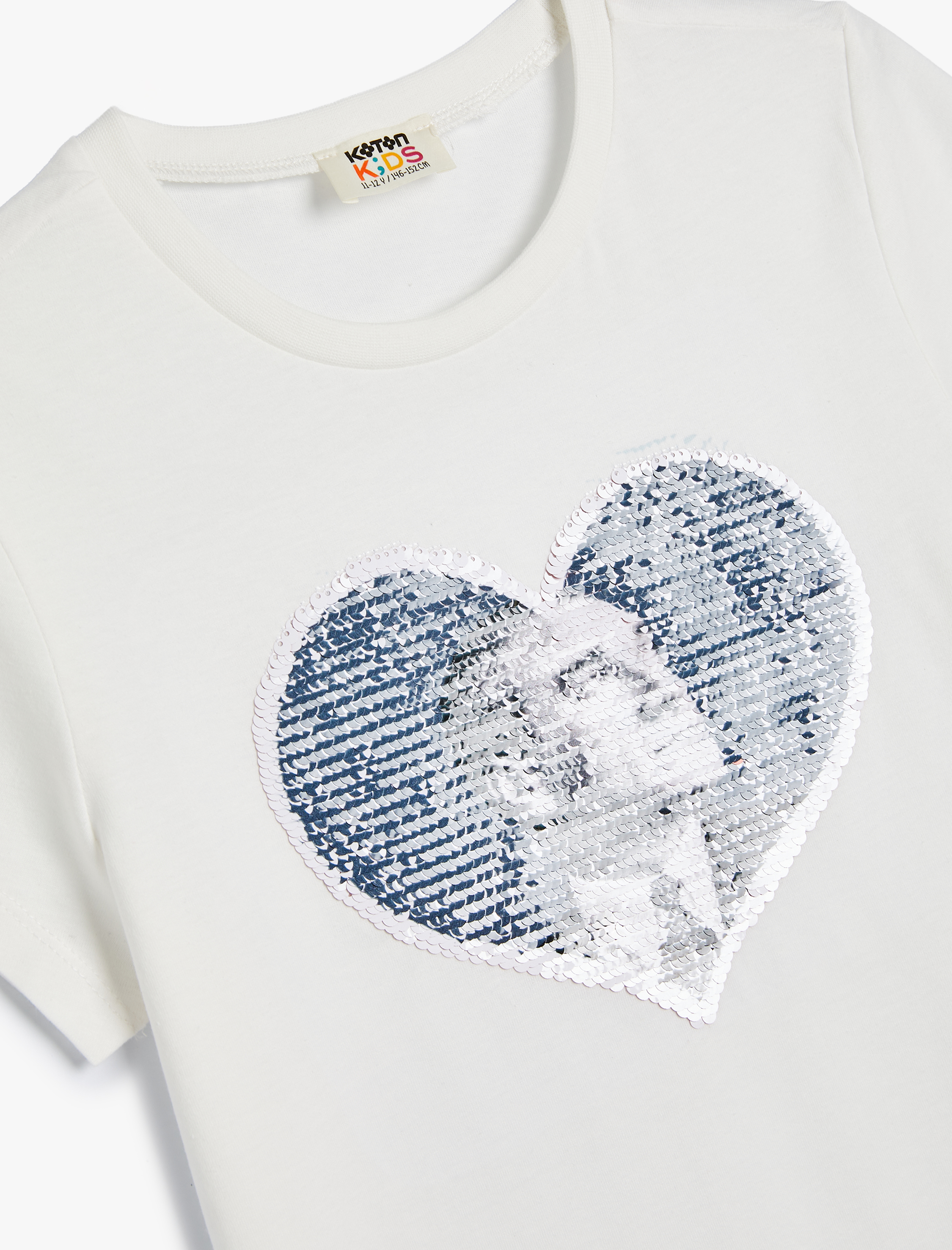  Kız Çocuk Atatürk Baskılı Tişört Pullu Payetli Bisiklet Yaka Kısa Kollu Pamuklu