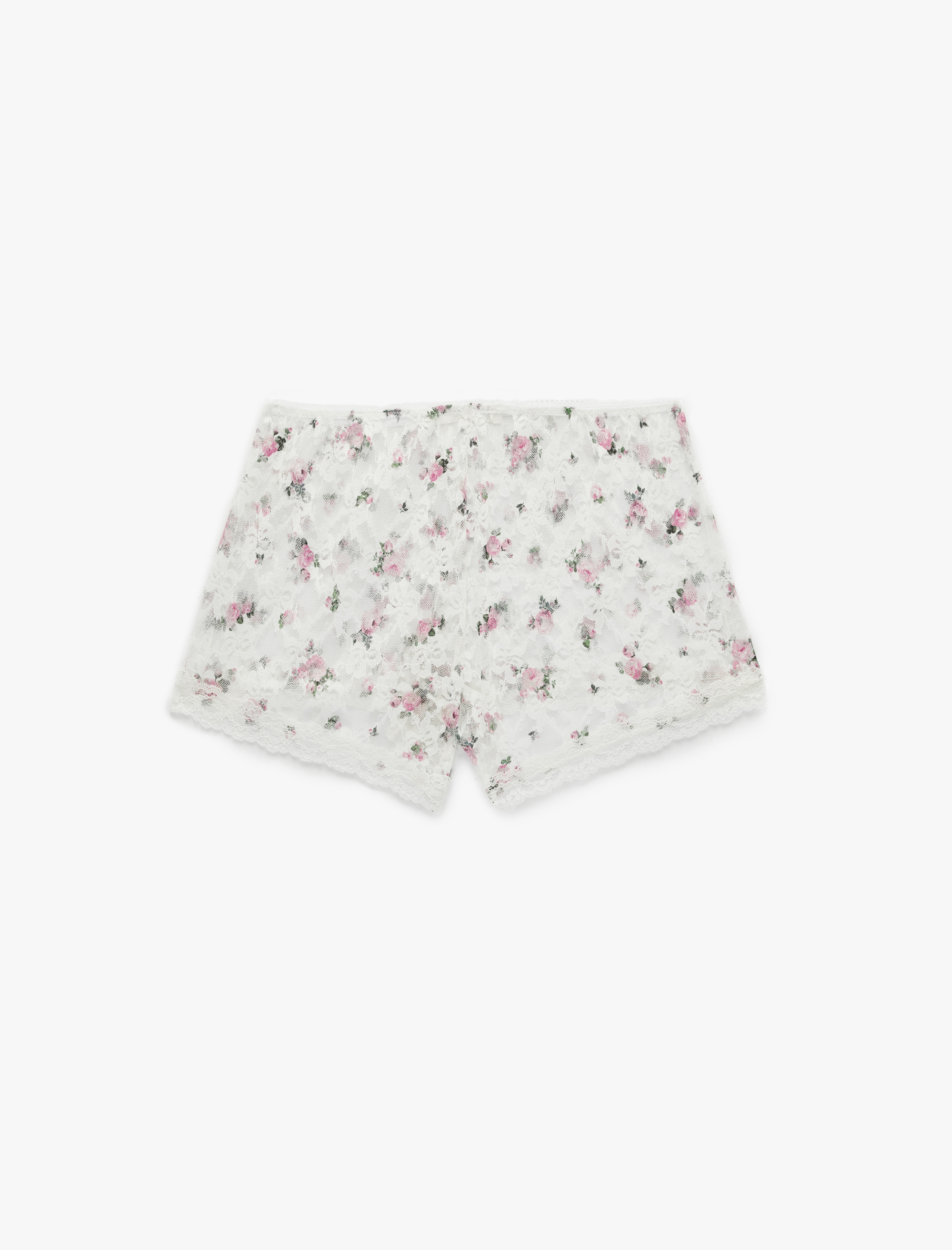   Dantelli Çiçek Desenli Şort Pijama Altı