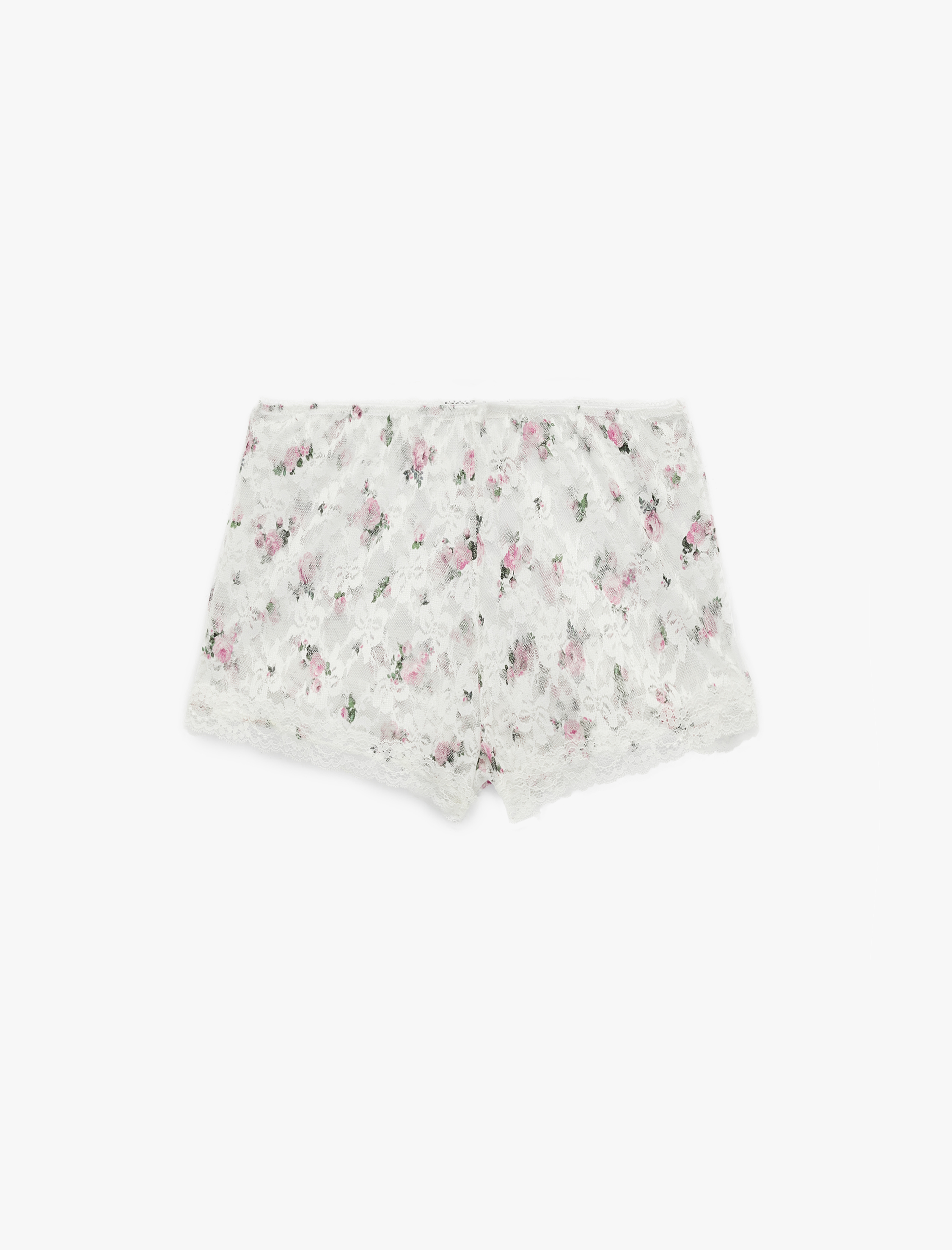   Dantelli Çiçek Desenli Şort Pijama Altı
