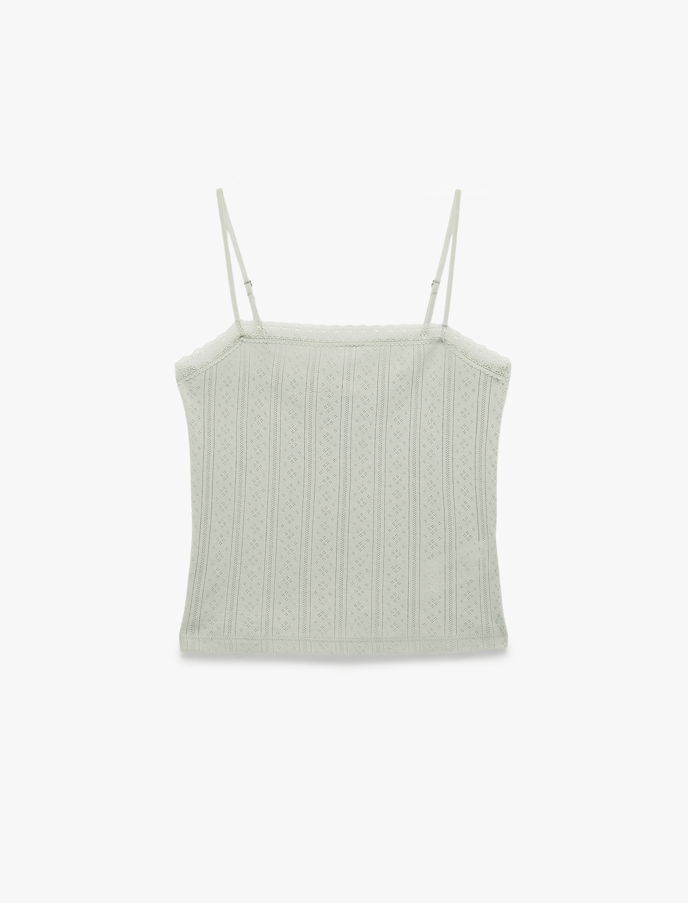   Pamuklu Kare Yaka Askılı Pijama Üstü