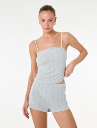 Pamuklu Dokulu Slim Fit Şort Pijama Altı